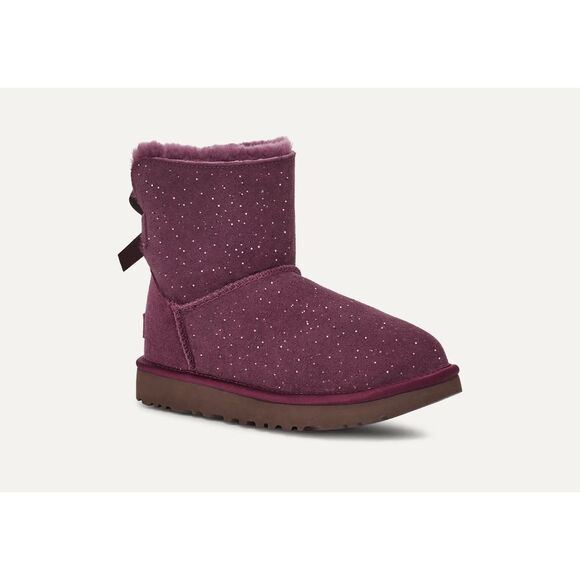 UGG Women's Mini Bailey Bow Metallic Spots Boots - Pinot Noir 5M - Picture 3 of 8